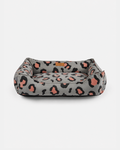 Chester & Lee - Velvet Sleeper Dog Bed Gray & Peach Leopard Print