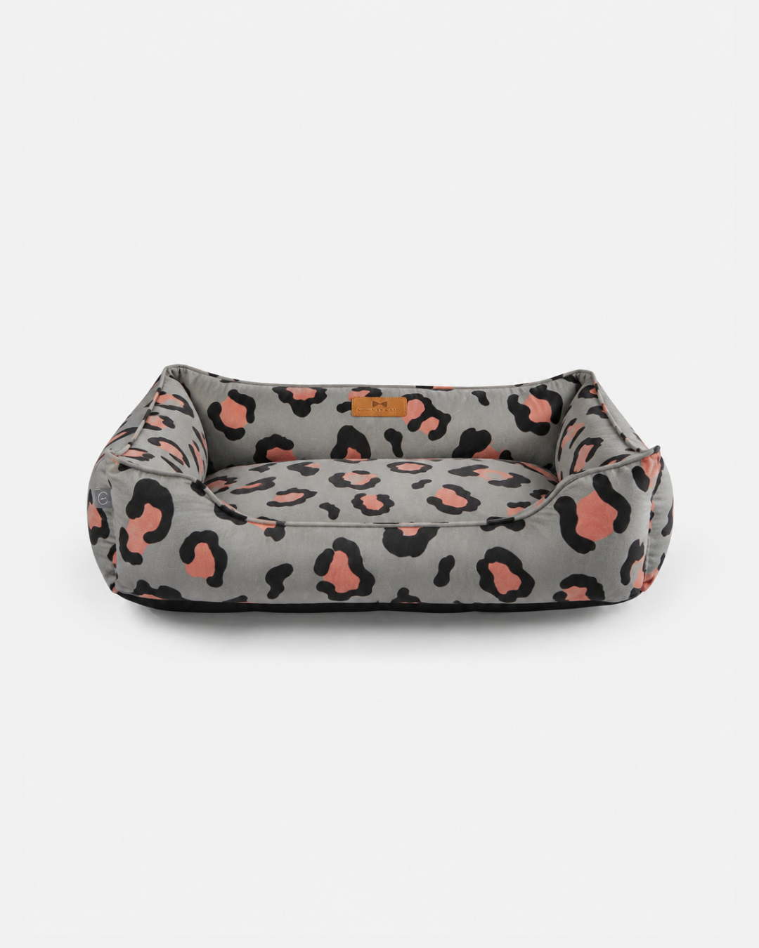 Chester & Lee - Velvet Sleeper Dog Bed Gray & Peach Leopard Print