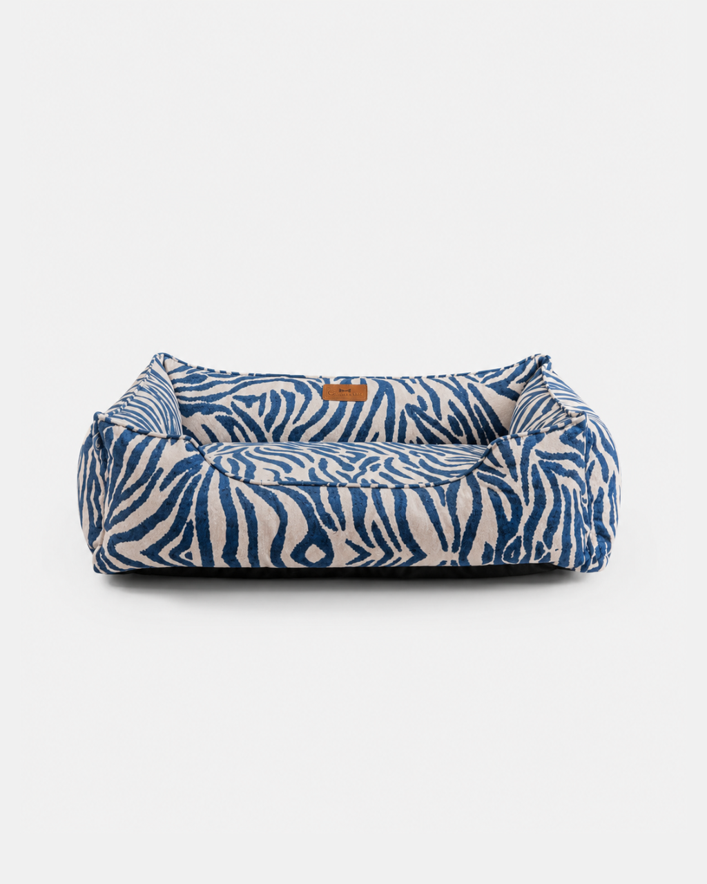 Chester & Lee - Velvet Sleeper Dog Bed Blue & White Animal Print
