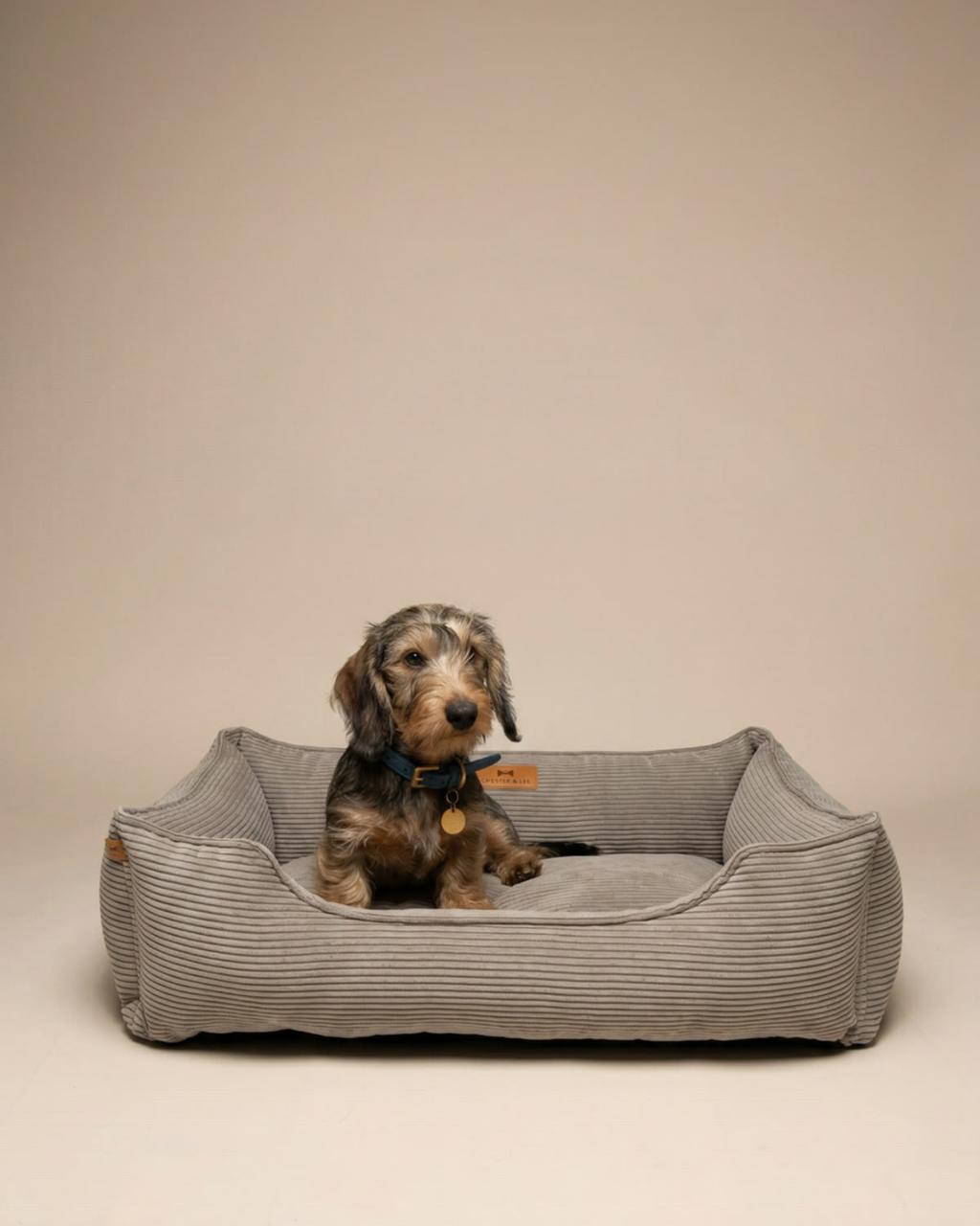 Chester & Lee - Fancy Corduroy Sleeper Dog Bed Taupe