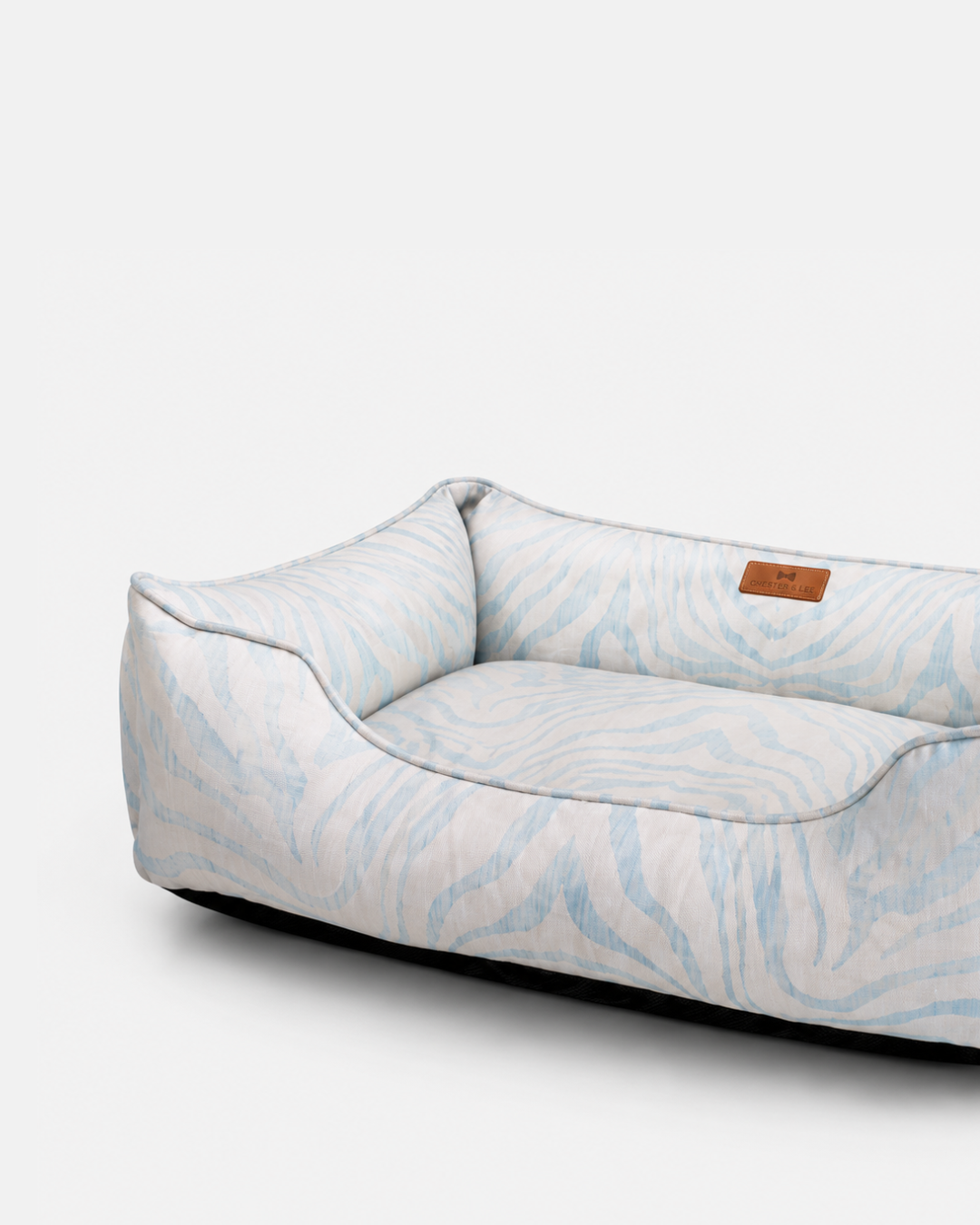 Chester & Lee - Velvet Sleeper Dog Bed Light Blue Zebra