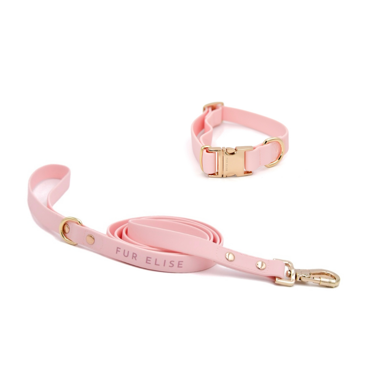Fur Elise Dog Collar & Leash Set - Rose — included set components