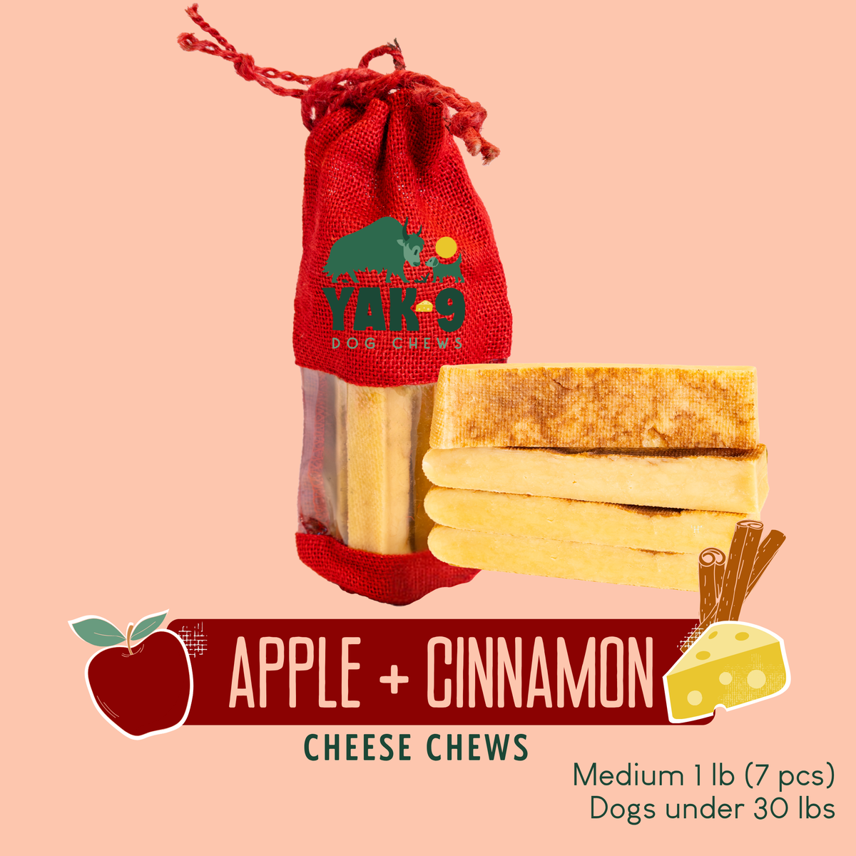 yak9 - Apple Cinnamon Chews for Dogs