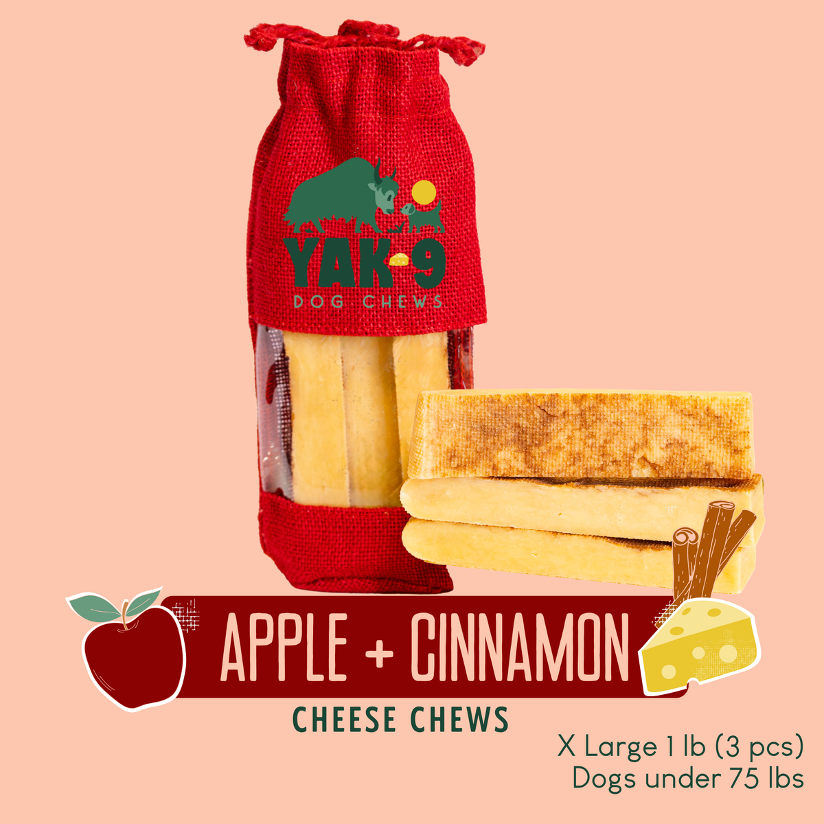 yak9 - Apple Cinnamon Chews for Dogs