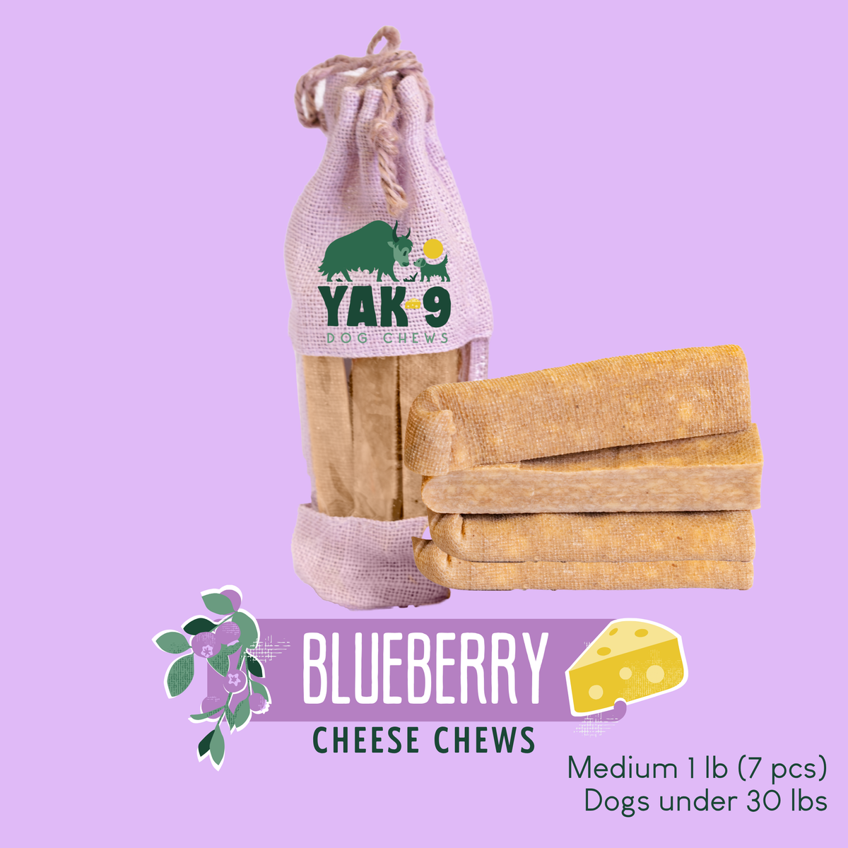 yak9 - Blueberry Yak Chews for Dogs