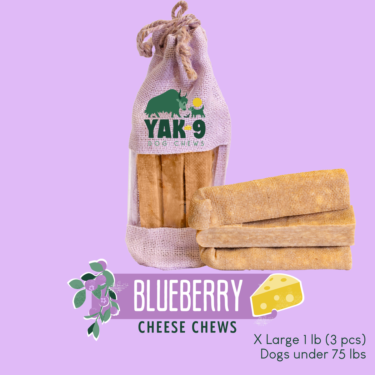 yak9 - Blueberry Yak Chews for Dogs