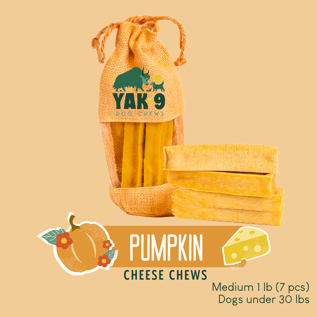 yak9 - Pumpkin Yak Chews for Dogs