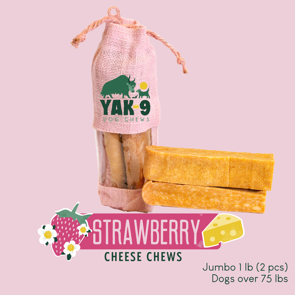 yak9 - Strawberry Cheese Chews for Dogs