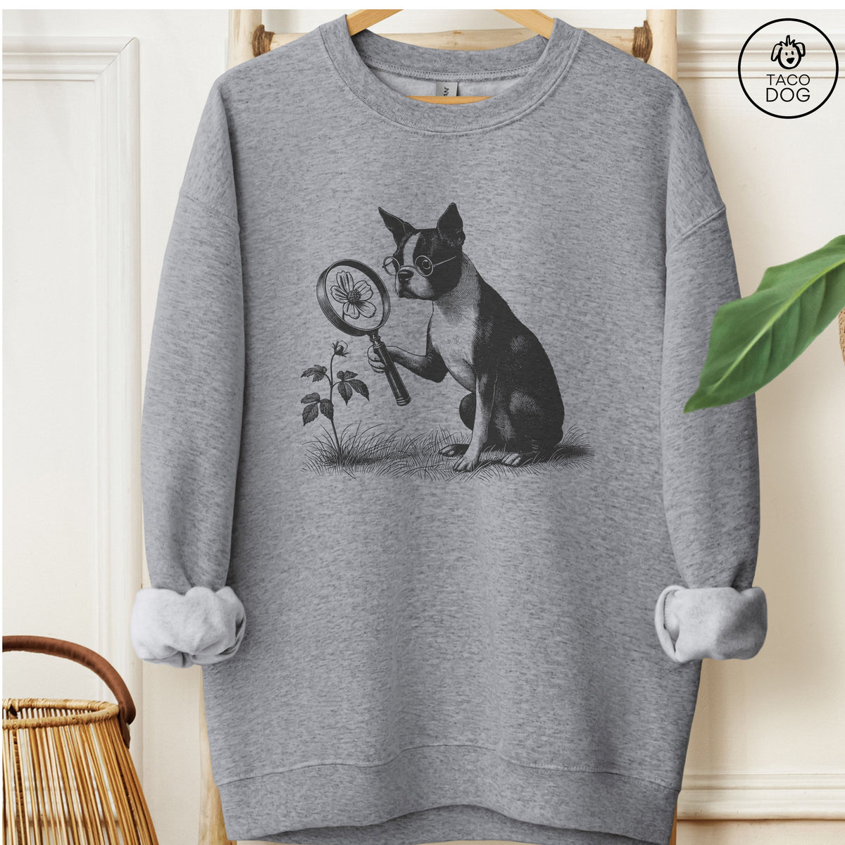 Boston Terrier Botanist Flower Sweatshirt