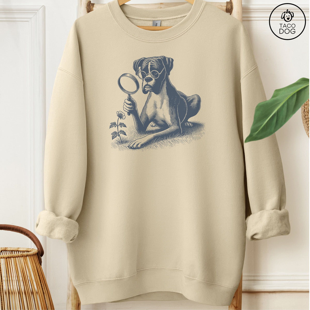 Boxer Dog Botanist Flower Sweatshirt
