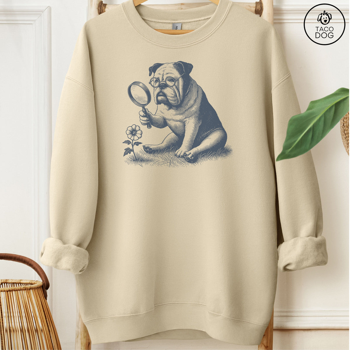 English Bulldog Botanist Flower Sweatshirt