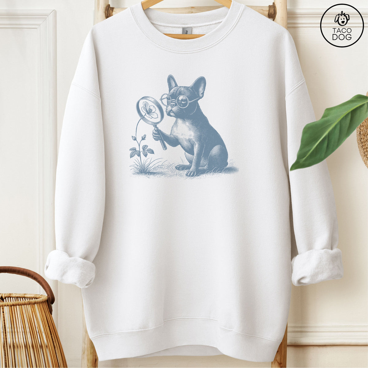 French Bulldog Frenchie Botanist Flower Sweatshirt