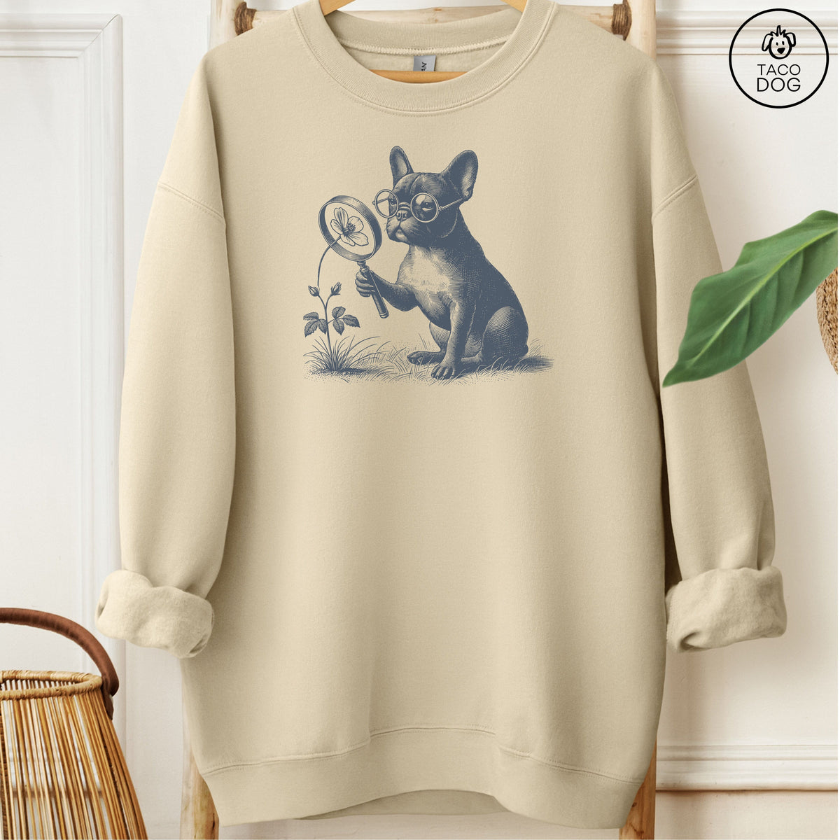 French Bulldog Frenchie Botanist Flower Sweatshirt