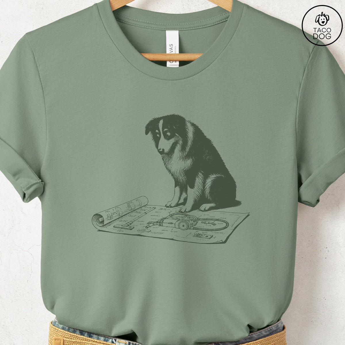 Australian Shepherd Aussie Vacuum Blueprint T-Shirt