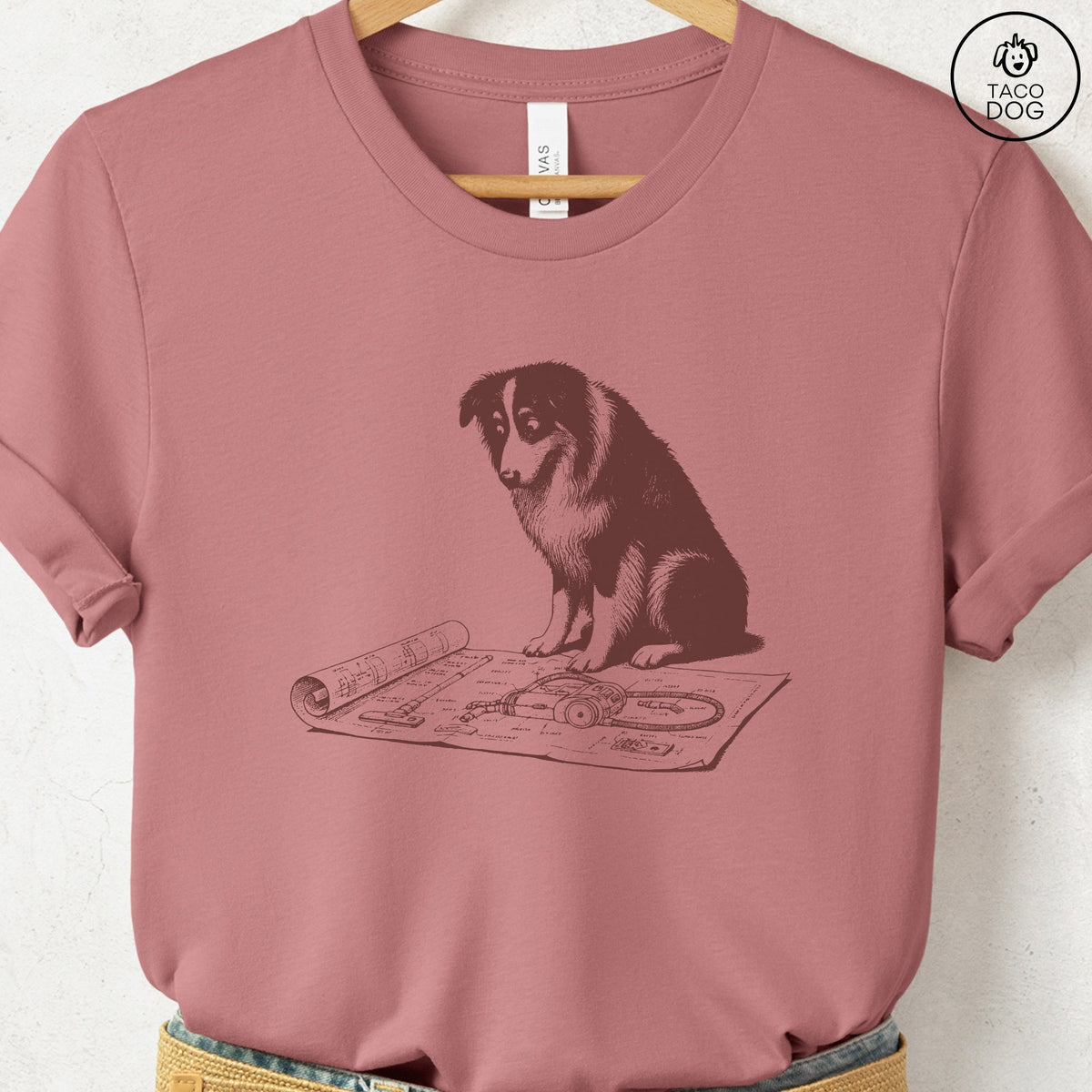 Australian Shepherd Aussie Vacuum Blueprint T-Shirt