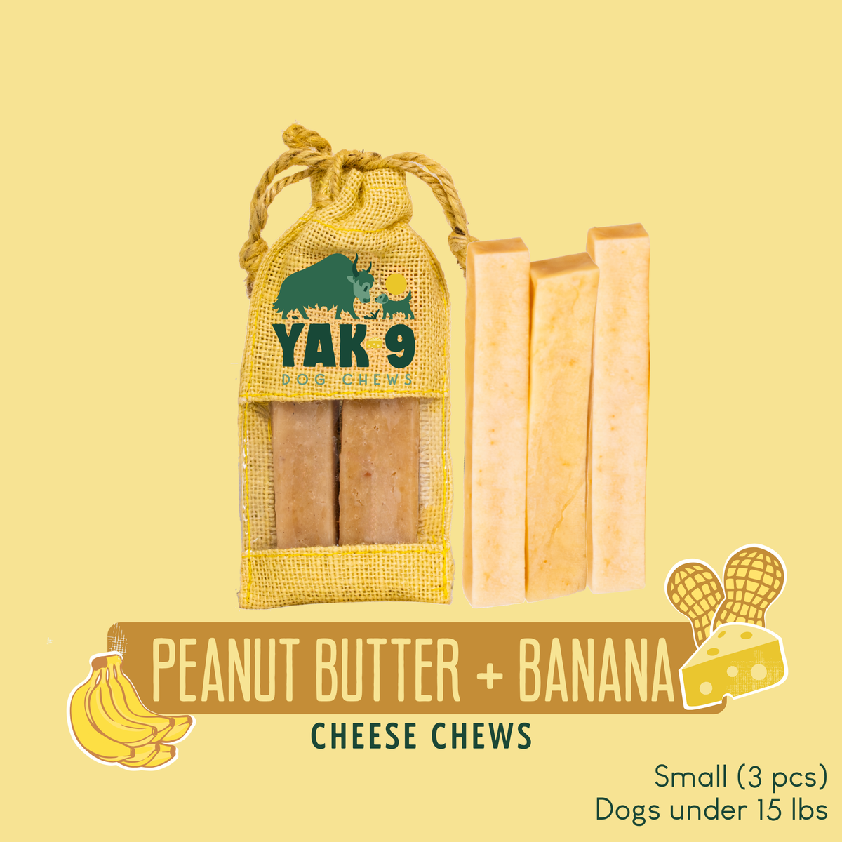 yak9 - Peanut Butter Banana Chews for Dogs