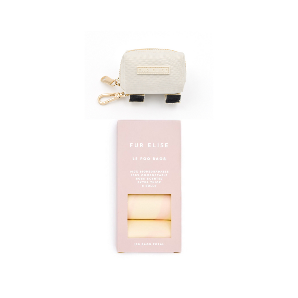 Fur Elise Le Poo Waste Bag & Holder Bundle - Bone — product view