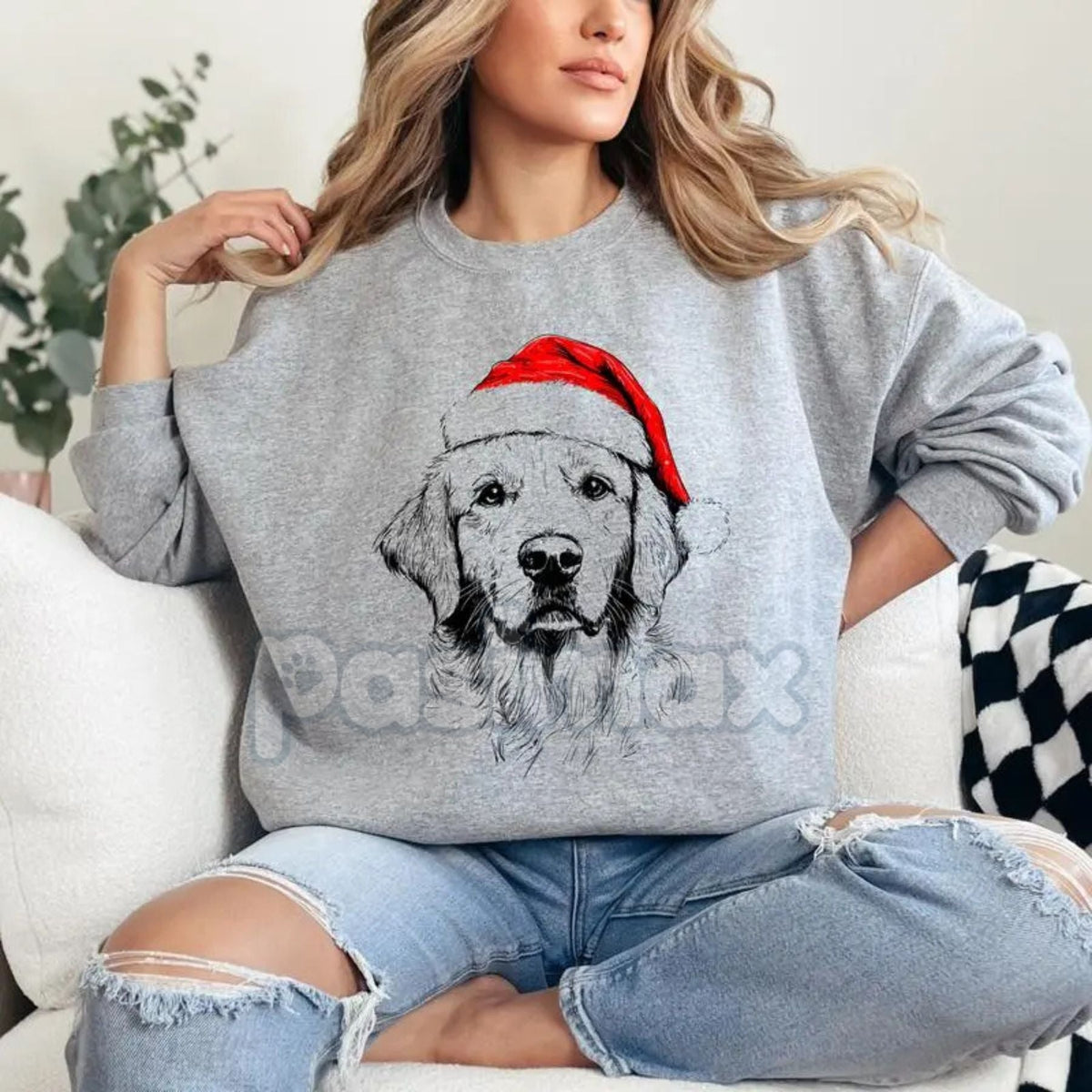 Ash Grey "Santa Paws" Dog Christmas Crewneck