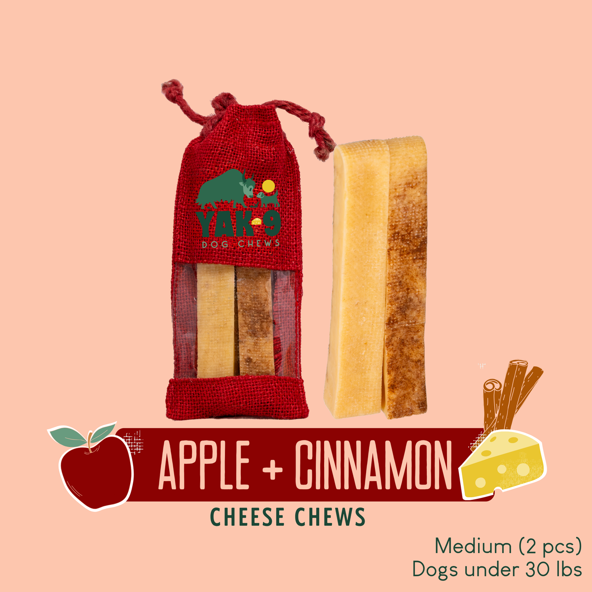 yak9 - Apple Cinnamon Chews for Dogs