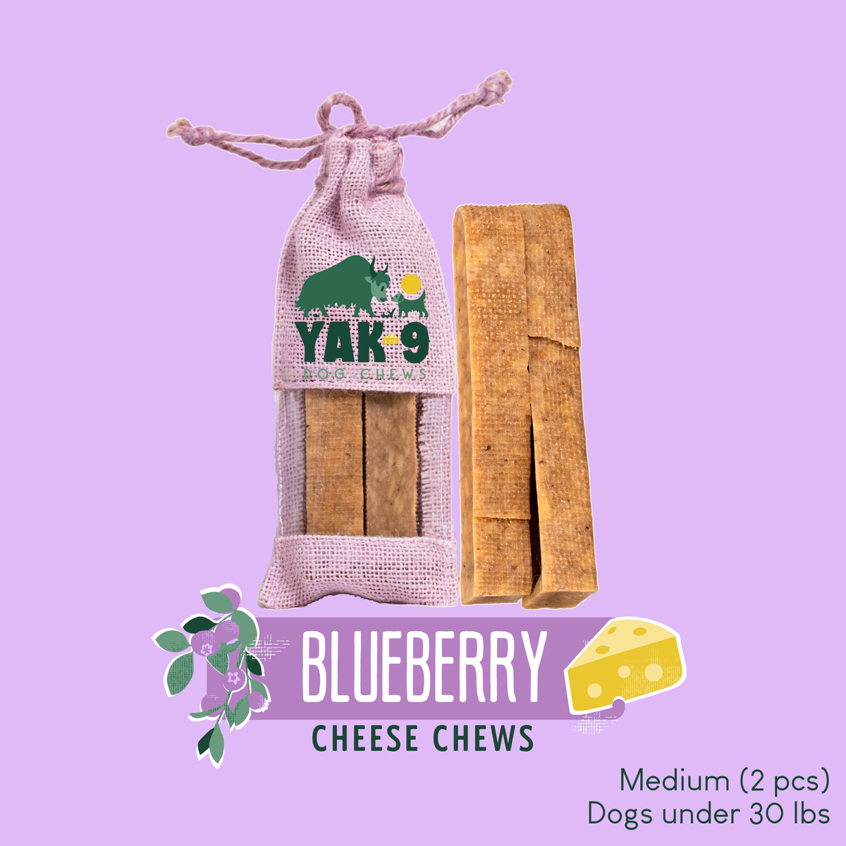 yak9 - Blueberry Yak Chews for Dogs