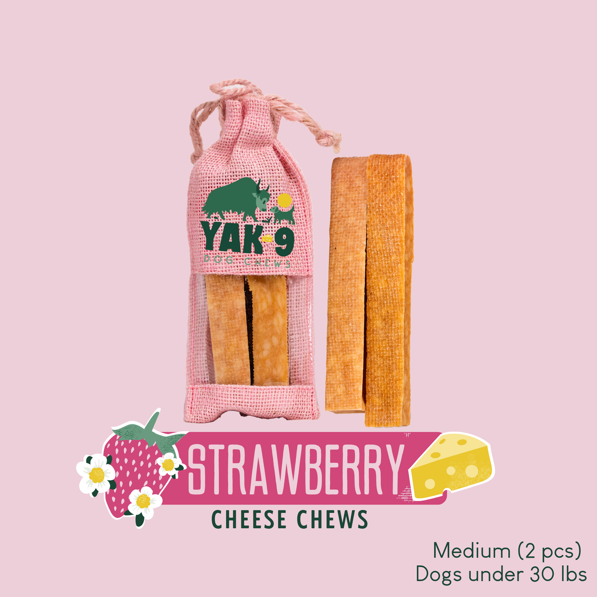 yak9 - Strawberry Cheese Chews for Dogs