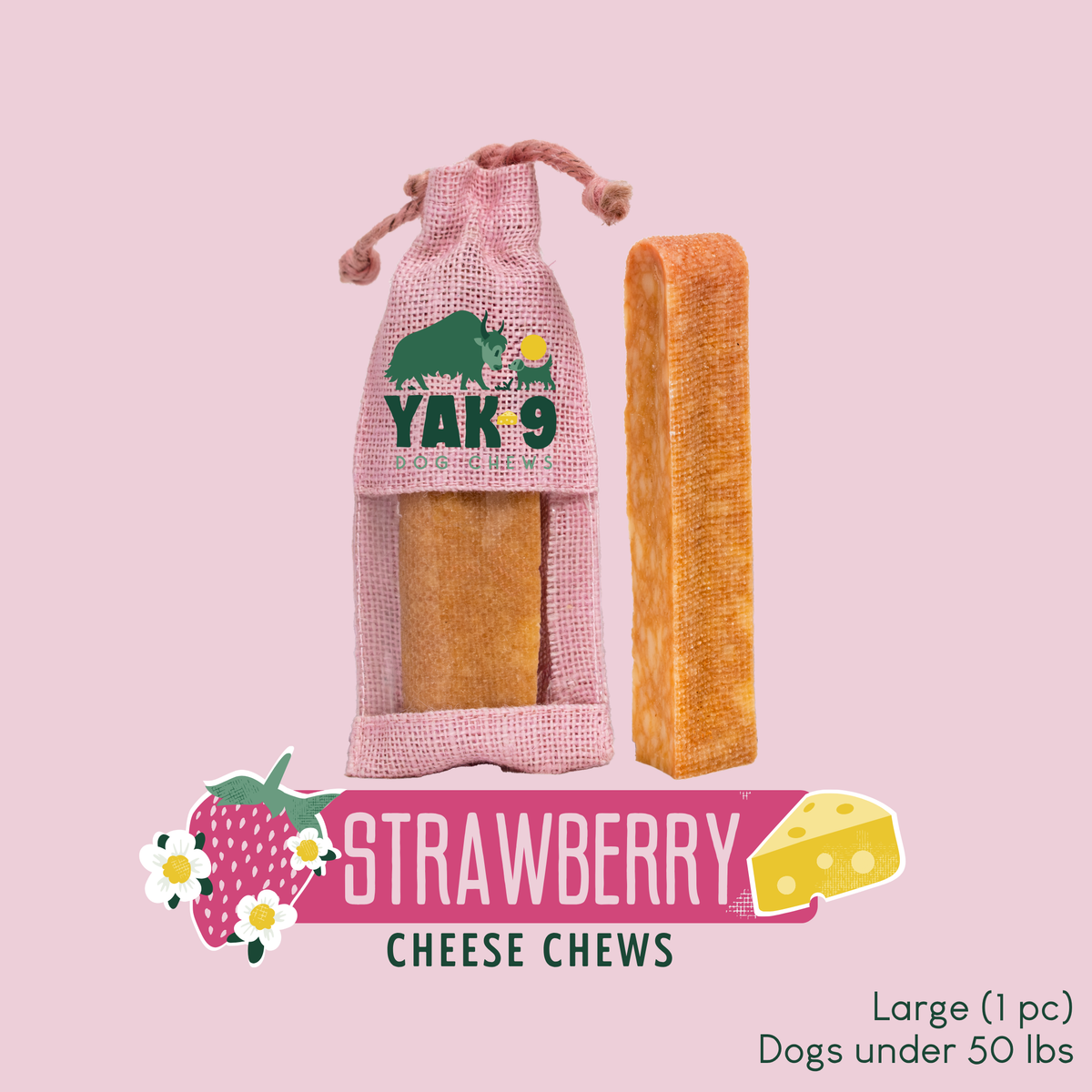 yak9 - Strawberry Cheese Chews for Dogs