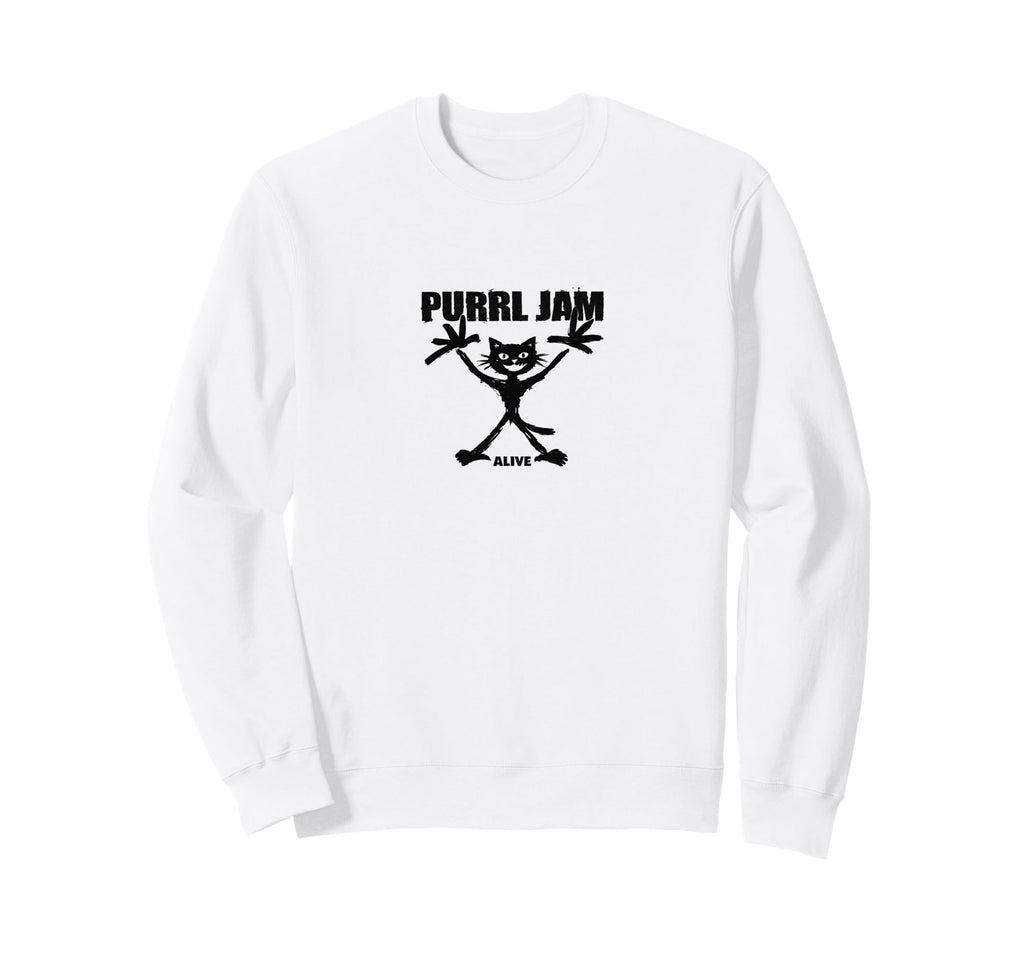 Purrl Jam Cat Rock Band Grunge Sweatshirt - Minimalist Print Men Women