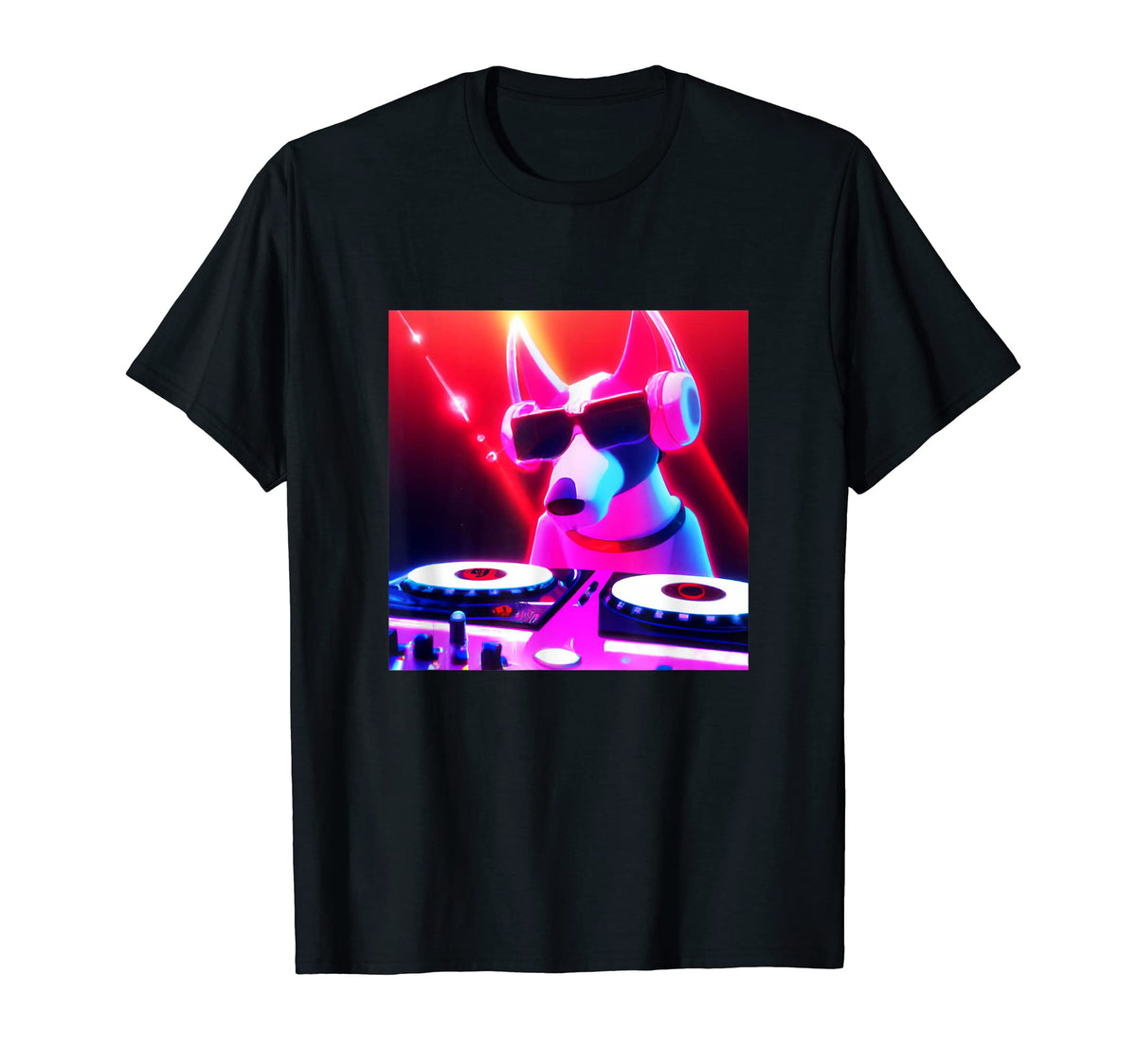 Whippet Vaporwave Dj Dog T-Shirt - Casual Everyday Wear for Adults