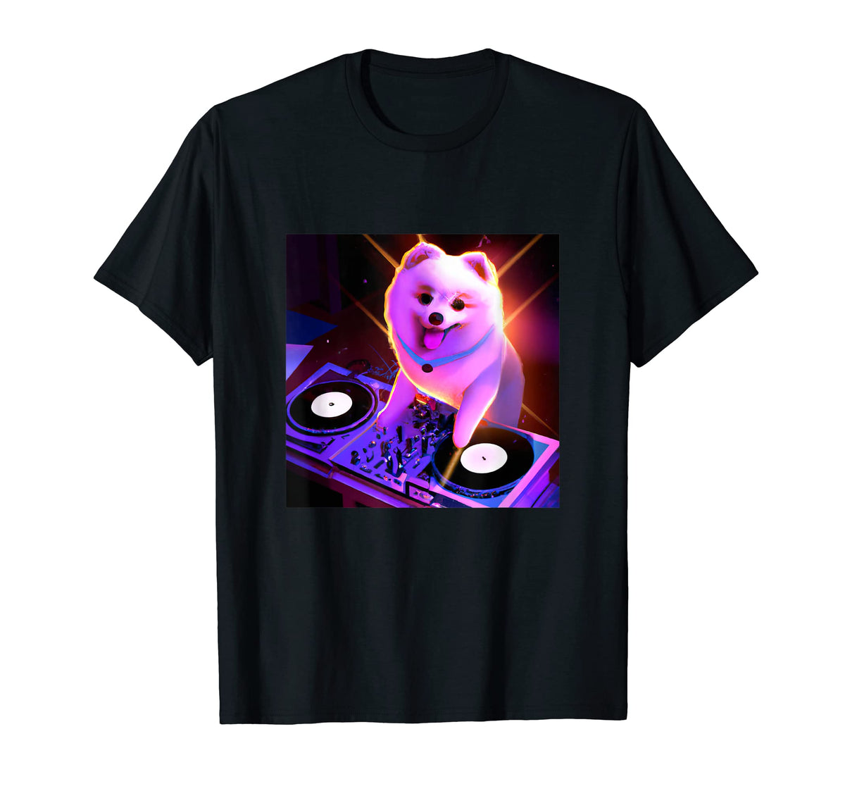 Pomeranian Dj Vaporwave Dog Aesthetic T-Shirt - Fun Novelty Design Unisex