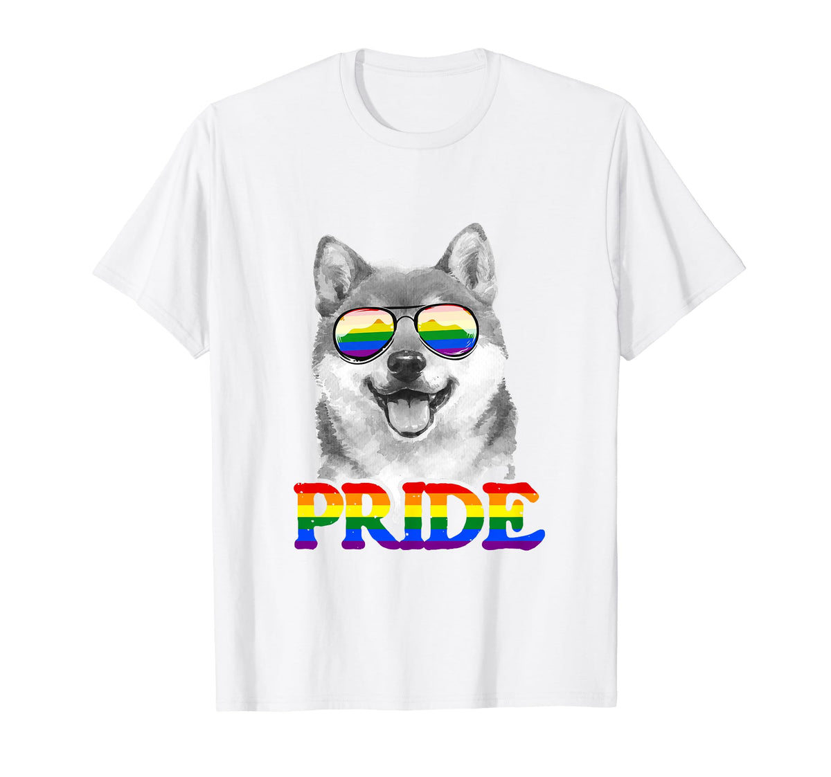 Lgbt Shiba Inu Dog Gay Pride Rainbow T-Shirt - Minimalist Print Men Women