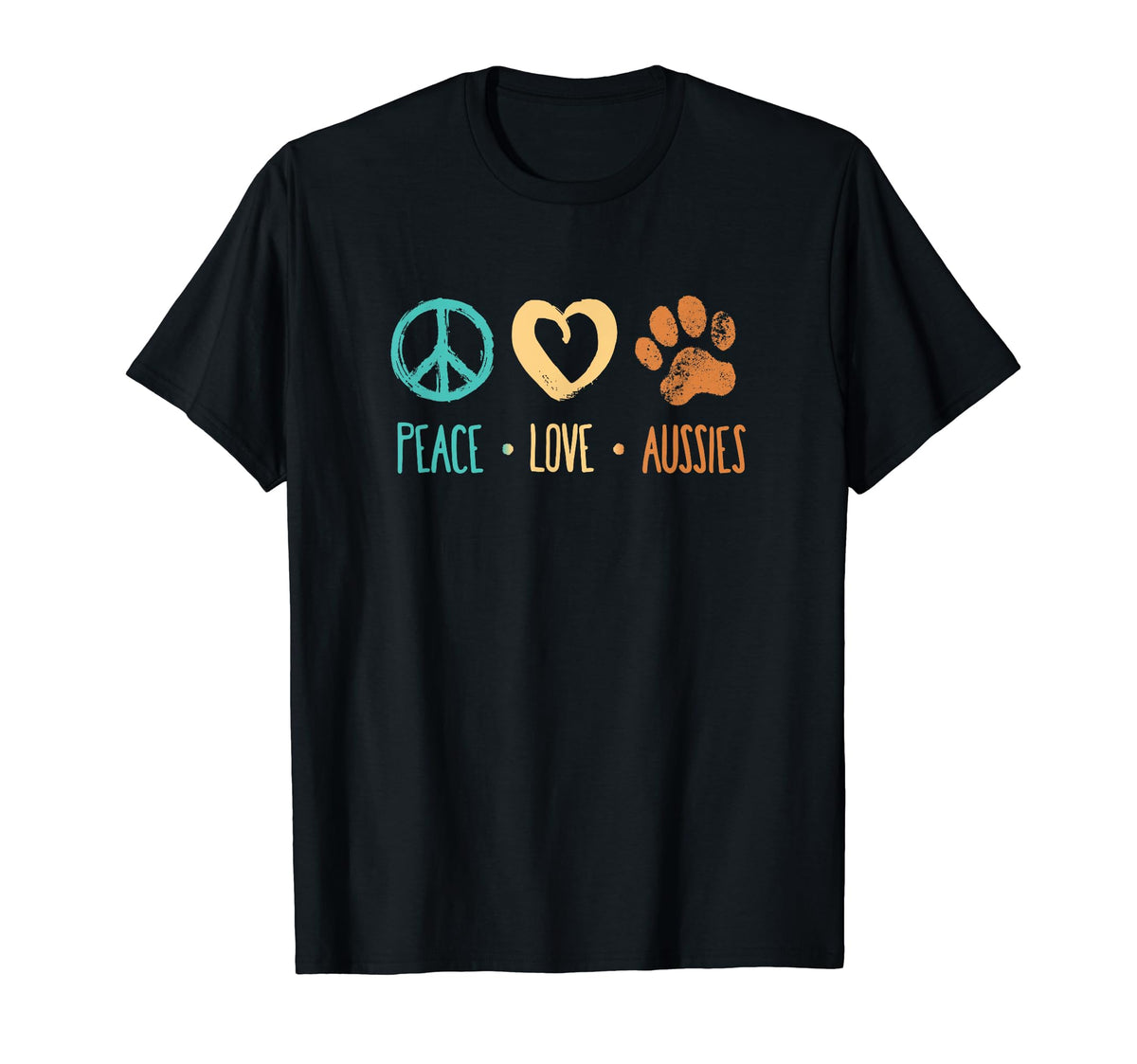 Peace Love Aussies Paw Dog Lover T-Shirt - Trendy Graphic Men Women