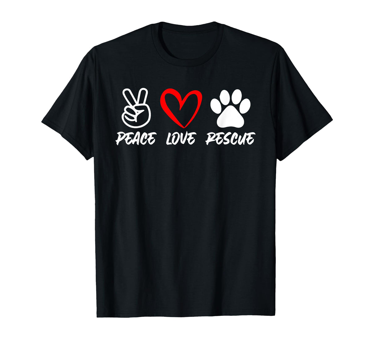 Peace Love Rescue Adopt Animal Cat Dog T-Shirt - Minimalist Print Unisex