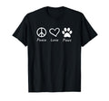 Peace Love Paws Dog Cat Animal Lover Pup T-Shirt - Graphic Print Men Women