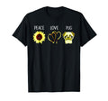 Peace Love Pug Hippie Dog Lover Gift T-Shirt - Graphic Print Men Women