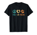 Peace Love Bulldogs Paw Dog Lover T-Shirt - Fun Novelty Design Men Women