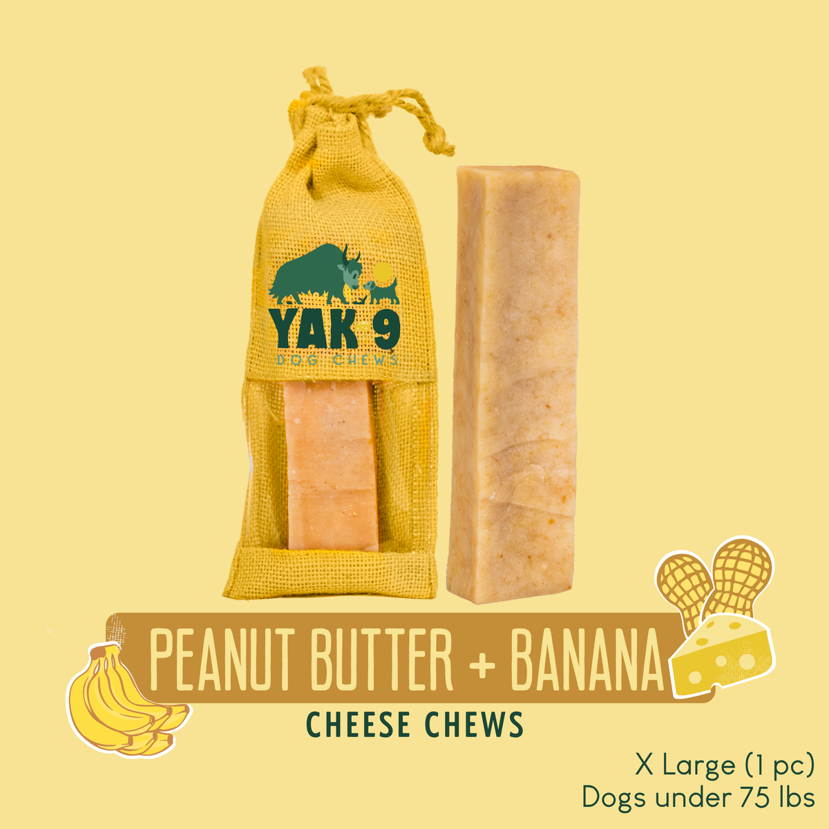 yak9 - Peanut Butter Banana Chews for Dogs