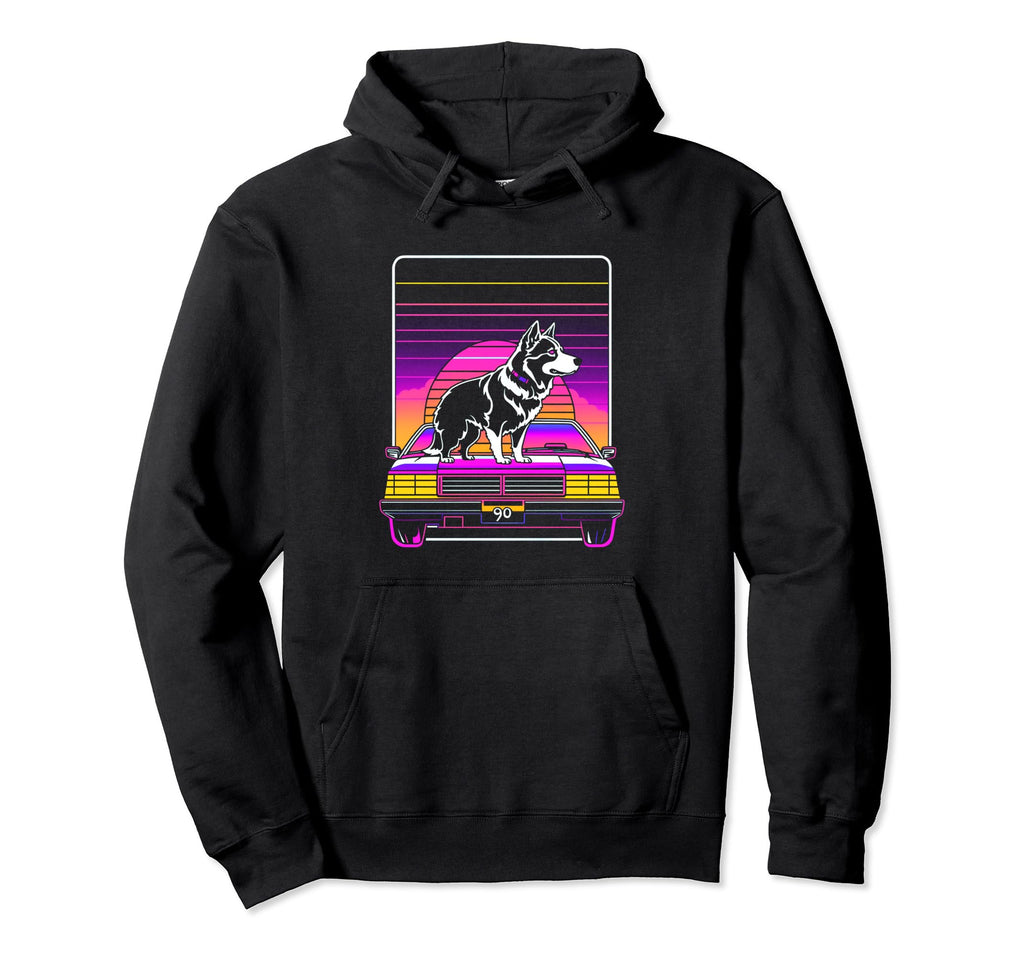 Vaporwave Aesthetic Dog Hoodie - Trendy Graphic Unisex