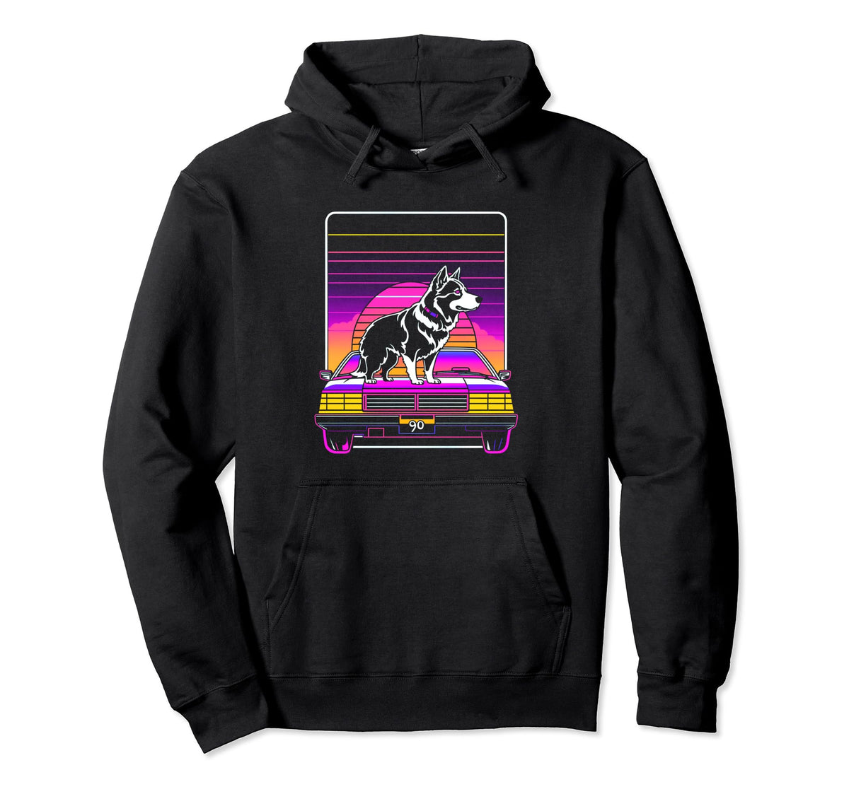 Vaporwave Aesthetic Dog Hoodie - Trendy Graphic Unisex