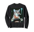 Cat Smoking Driving Grunge Kitty Edgy Sweatshirt - Streetwear Style Unisex