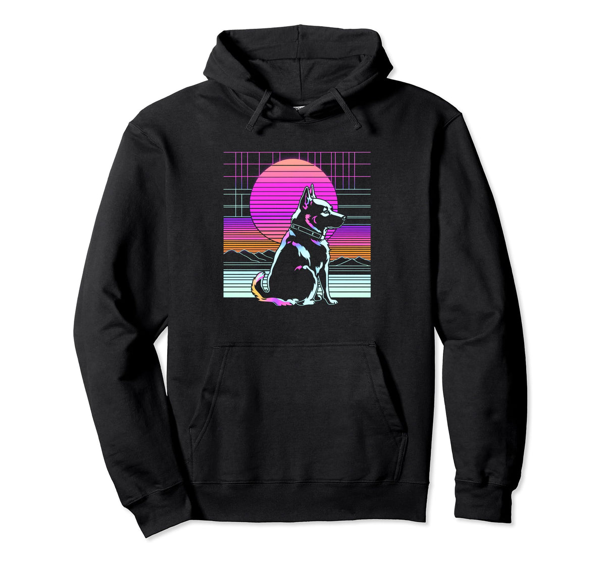 Aesthetic Dog Vaporwave Sunset