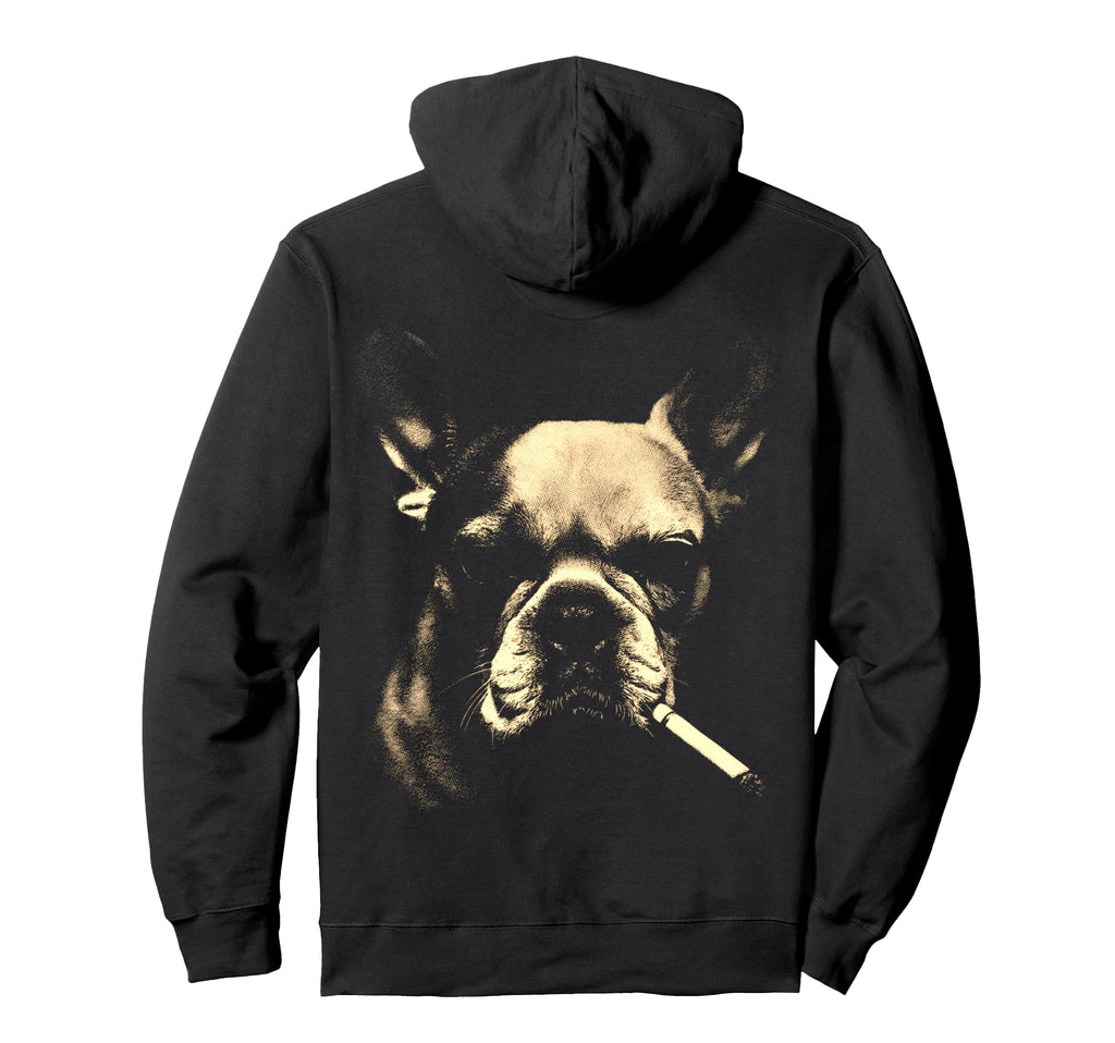 French Bulldog Smoking Cigarette Grunge Hoodie - Aesthetic Graphic Unisex