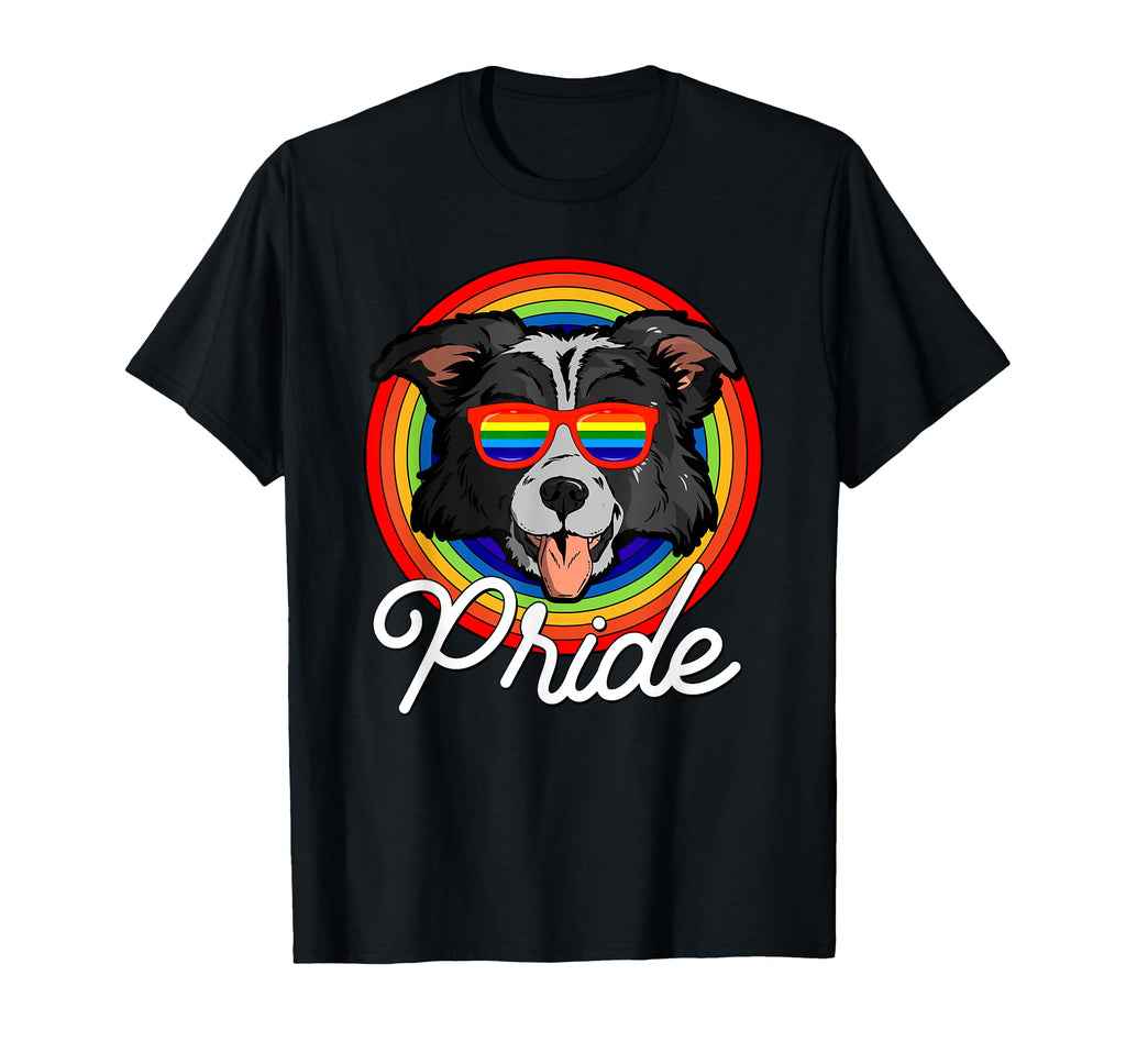 Border Collie Lgbt Pride Dog Rainbow T-Shirt - Aesthetic Graphic Men Women