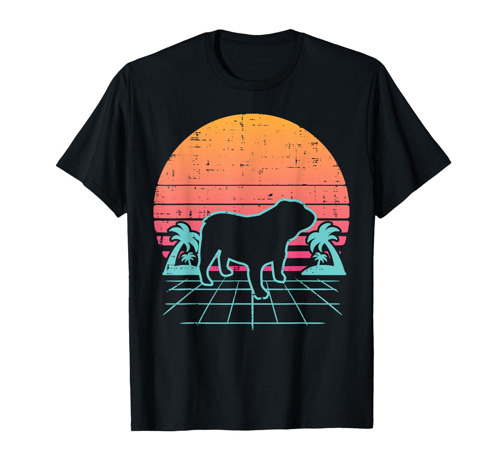 English Bulldog Vaporwave Aesthetic 90S T-Shirt - Novelty Apparel Unisex