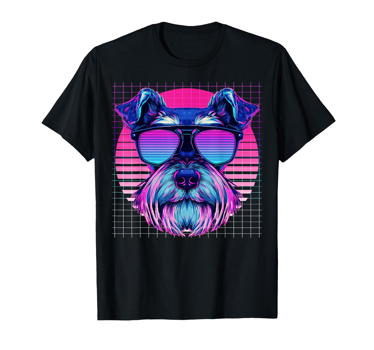 Miniature Schnauzer Sunglasses Dog T-Shirt - Custom Art Print Unisex