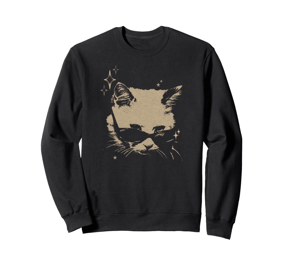 Y2K Cat Sunglasses 90S 2000S Grunge Sweatshirt - Custom Art Print Men Women
