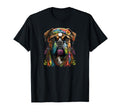 Funny Dog Boxer Hippie Peace Love T-Shirt - Unique Graphic Unisex