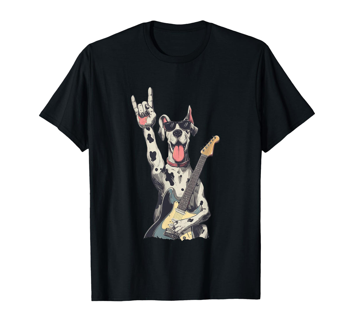 Rock Dog Guitar Playing Funny Pet T-Shirt - Trendy Graphic Men Women