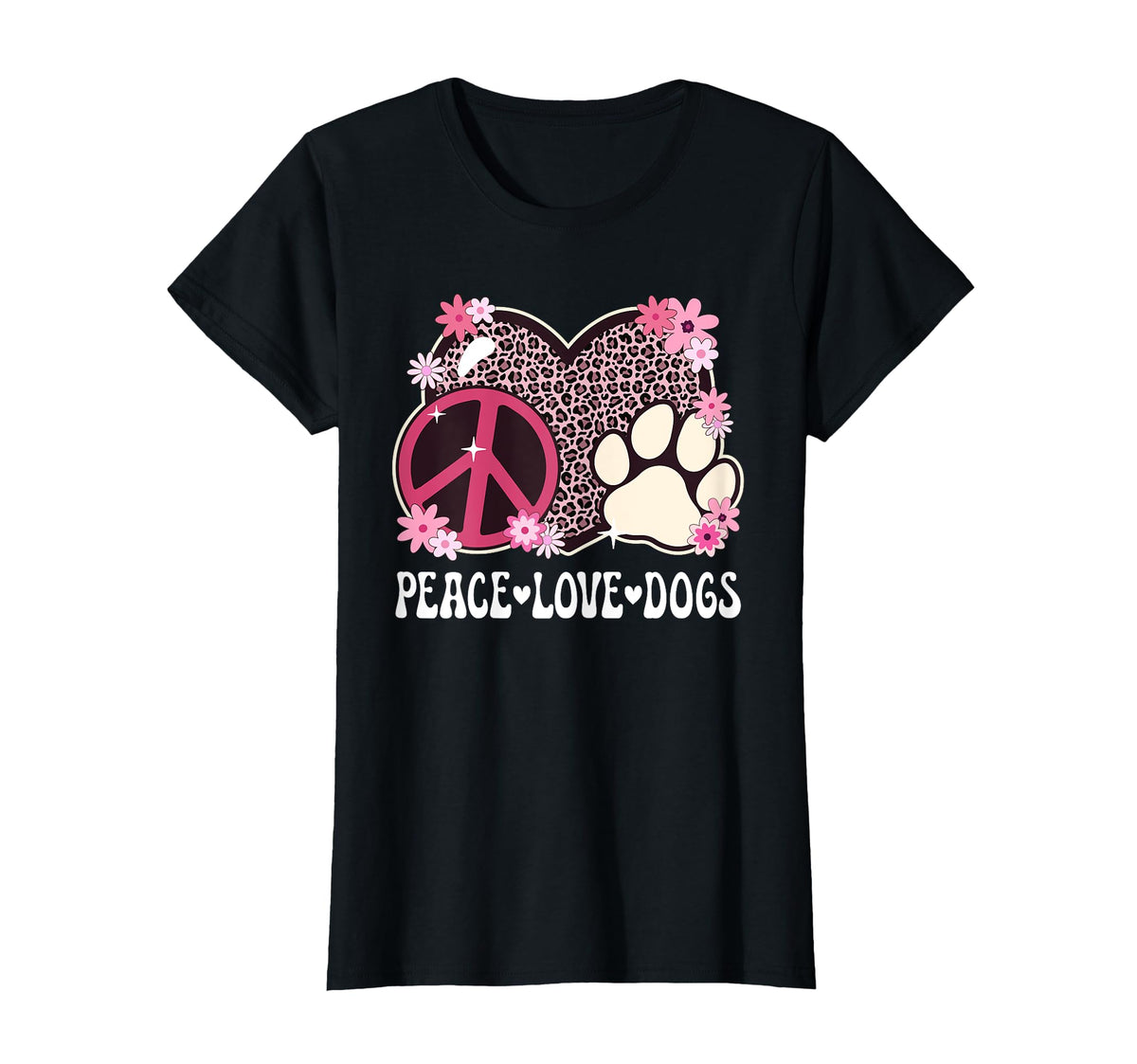 Peace Love Dogs Leopard Dog Owner T-Shirt - Aesthetic Graphic Men Women