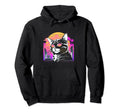 Sunset Vaporwave Aesthetics Cat Hoodie - Minimalist Print Men Women