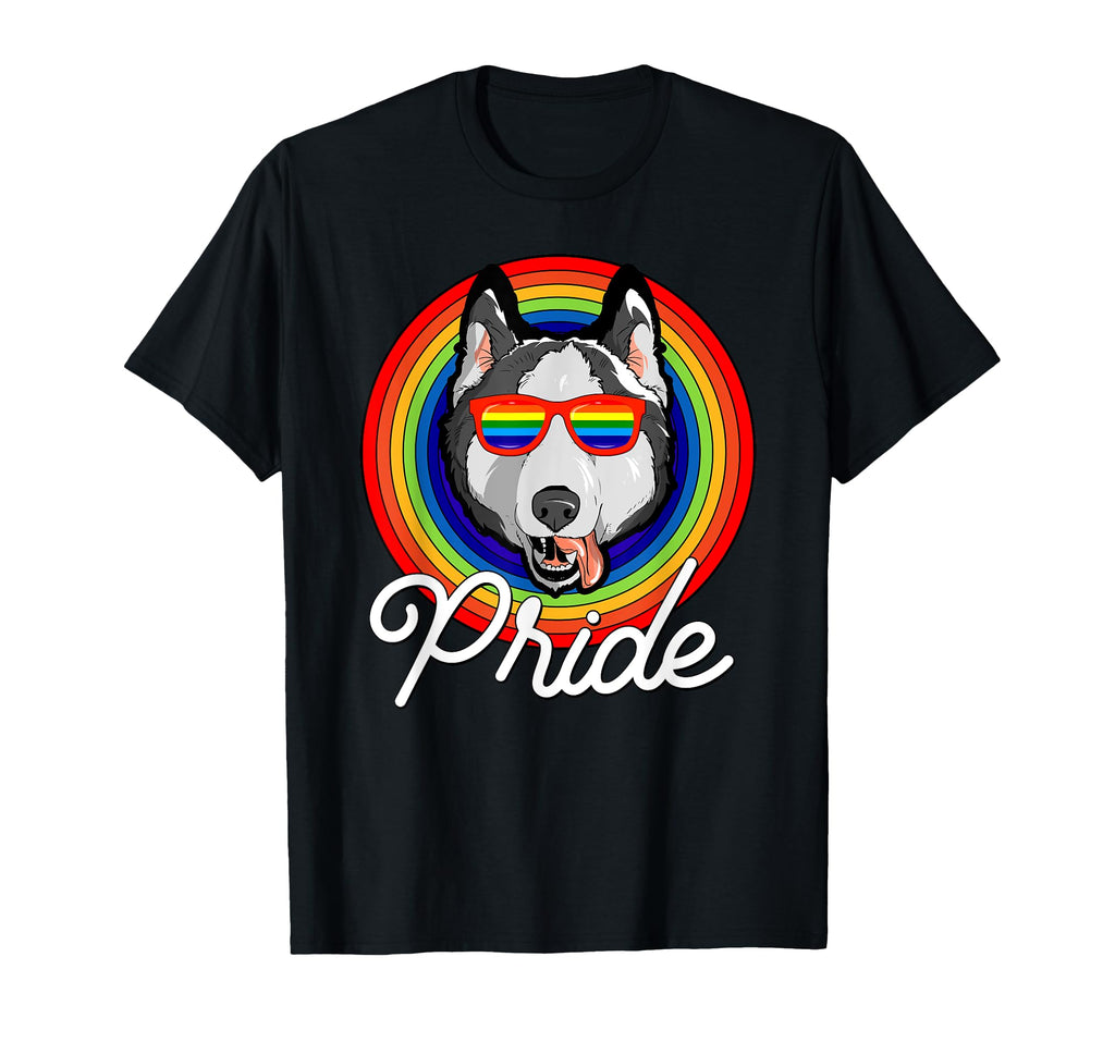 Siberian Husky Lgbt Pride Dog Rainbow T-Shirt - Minimalist Print Men Women